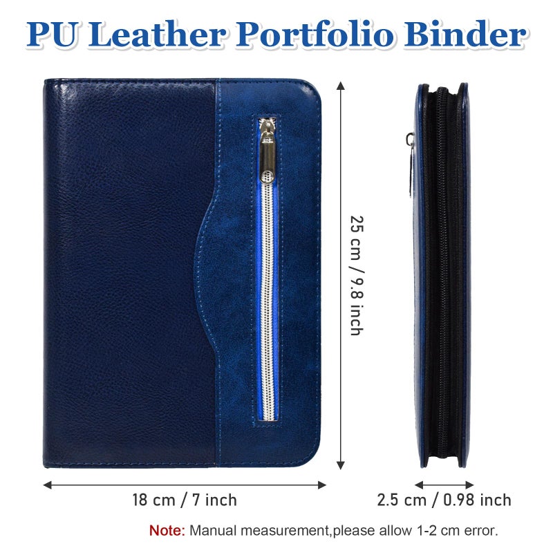SAYEEC Executive Conference Folder A5 Zipped Portfolio Binder Faux Leather Padfolio Refillable Business Notebook Organizer with Calculator Loose Leaf Paper Gift for Man Women - Image 3
